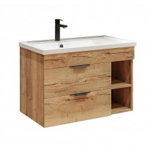 Тумба с раковиной Grossman ФОРТА-80 см 2 ящ. дуб галифакс подвесная