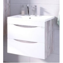 Тумба с раковиной Grossman Талис-60 см подвесная бетон пайн/белый глянец