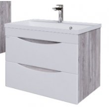 Тумба с раковиной Grossman Талис-80 см подвесная бетон пайн/белый глянец