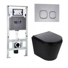 Комплект WeltWasser AMBERG 506 ST + SALZBACH 004 MT-BL + AMBERG RD-CR инсталляция с унитазом и кнопкой смыва