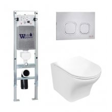 Комплект WeltWasser AMBERG 350 ST + ODENBACH 004 GL-WT + AMBERG RD-MT CR инсталляция с унитазом и кнопкой смыва