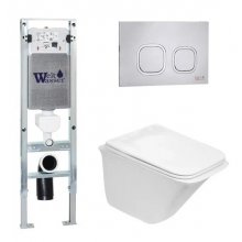 Комплект WeltWasser AMBERG 350 ST + ROTBACH 004 GL-WT + AMBERG RD-MT CR инсталляция с унитазом и кнопкой смыва