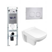 Комплект WeltWasser AMBERG 350 ST + KEHLBACH 004 GL-WT + AMBERG RD-MT CR инсталляция с унитазом и кнопкой смыва